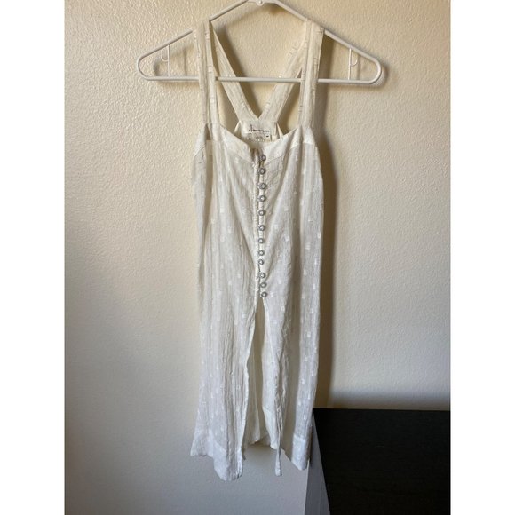 By Anthropologie Women's White Semi Sheer Tunic Tank Size XSP Slit Top - Picture 2 of 9